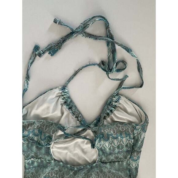 Wild Fable Women's Crochet Slip Halter Lace Cover Up Dress M Aqua Blue - Picture 7 of 10